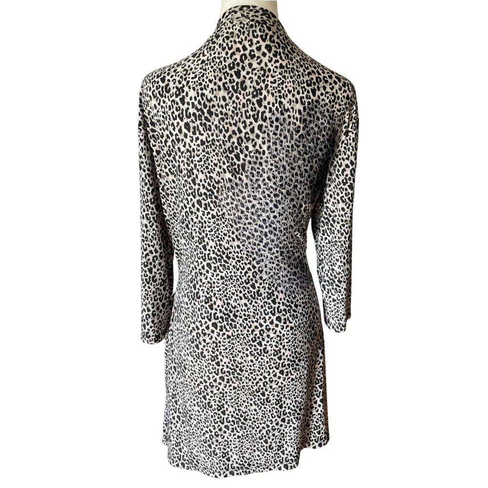 René Rofé Leopard Print Robe L Belted Lounge Soft Jersey Knit 3/4 Sleeve 34” - Picture 7 of 9